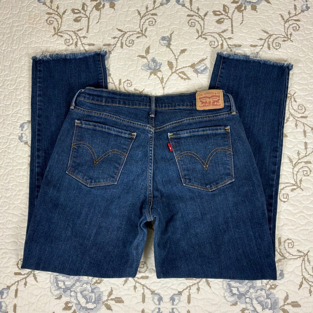 Levi's 505 Straight Jeans Womens Size 8 Blue Excellent Raw Hem